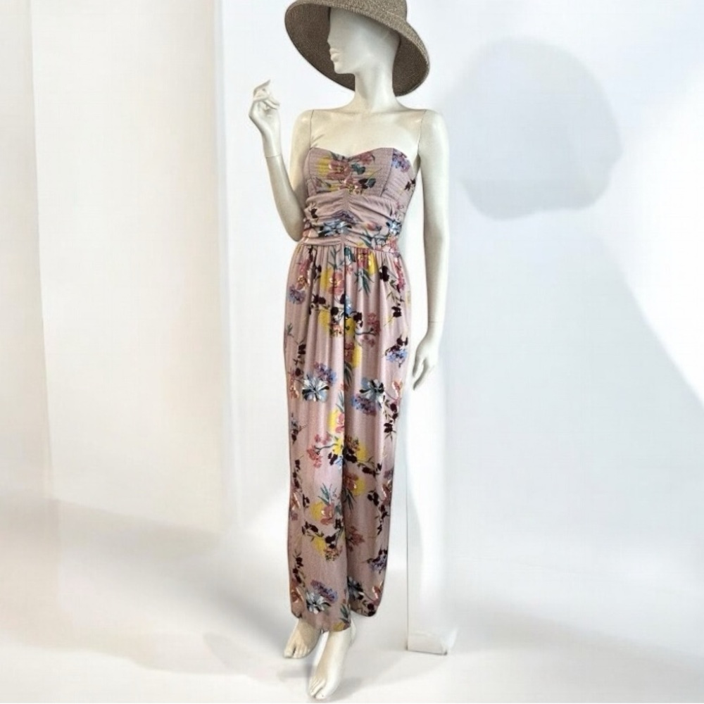 Strapless Boho Beachy Floral Jumpsuit